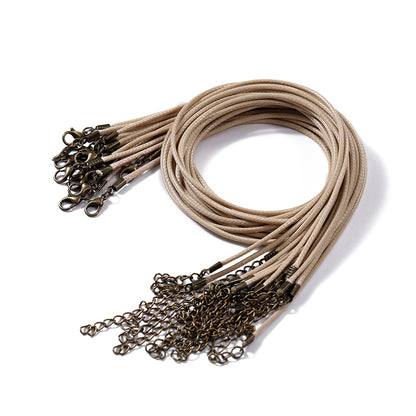 1.5 2mm Leather Adjustable Braided Rope with Lobster Clasp, 10Pcs