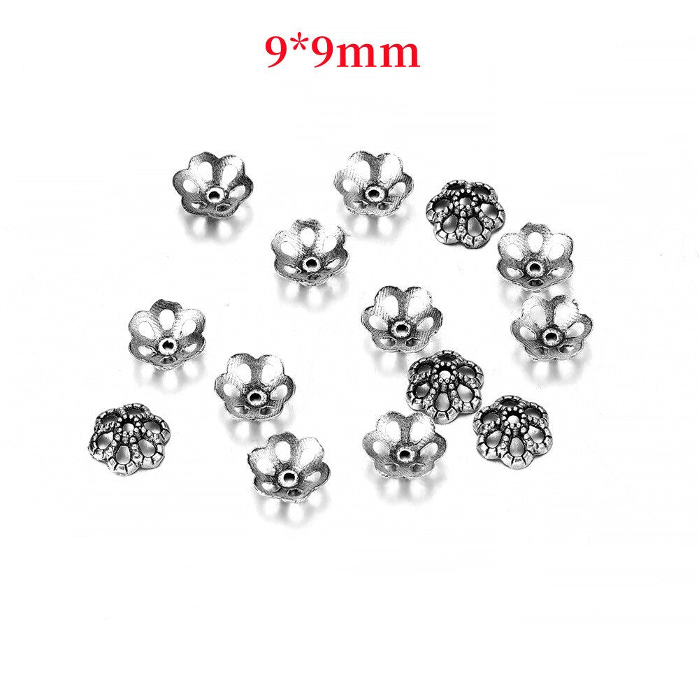 9mm Hollow Flower Torus Bead Caps, 50pcs