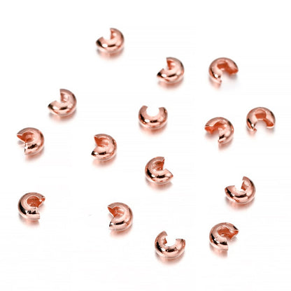 Copper Round Covers Crimp End Beads 3-5mm, 50-100pcs