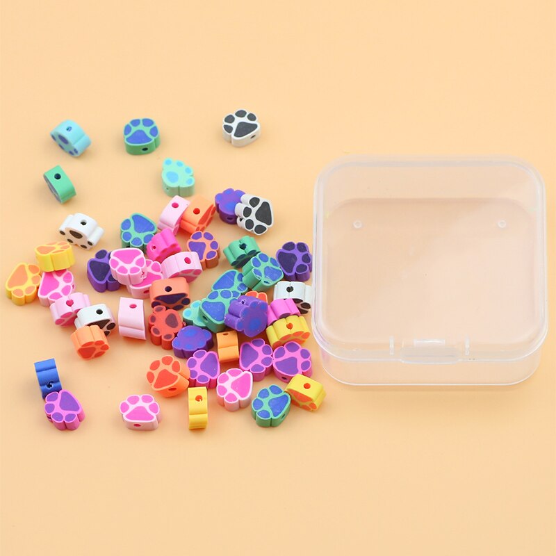 50pcs Cat Paw Polymer Clay Beads DIY Kit