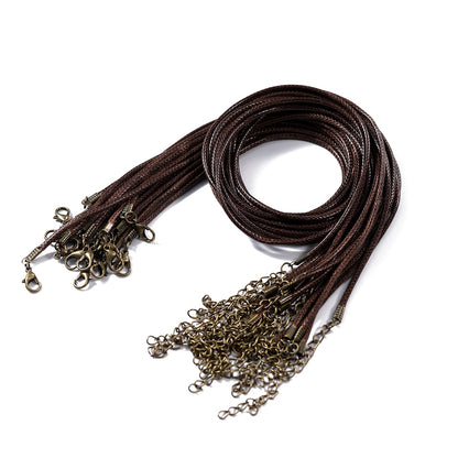 1.5 2mm Leather Adjustable Braided Rope with Lobster Clasp, 10Pcs