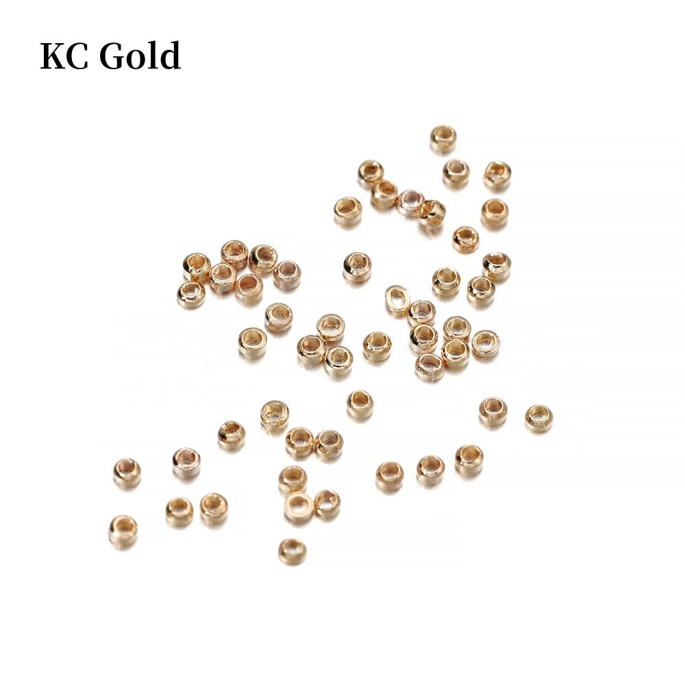 Gold Copper Ball Crimp End Beads 2 2.5 3 mm, 100-500pcs