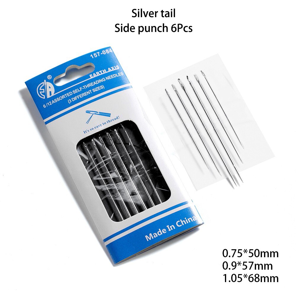 12pcs Self Threading Needles Set for Hand Sewing, Easy Thread Needles for  Hand Sewing Opening Hole Stainless Steel Needles