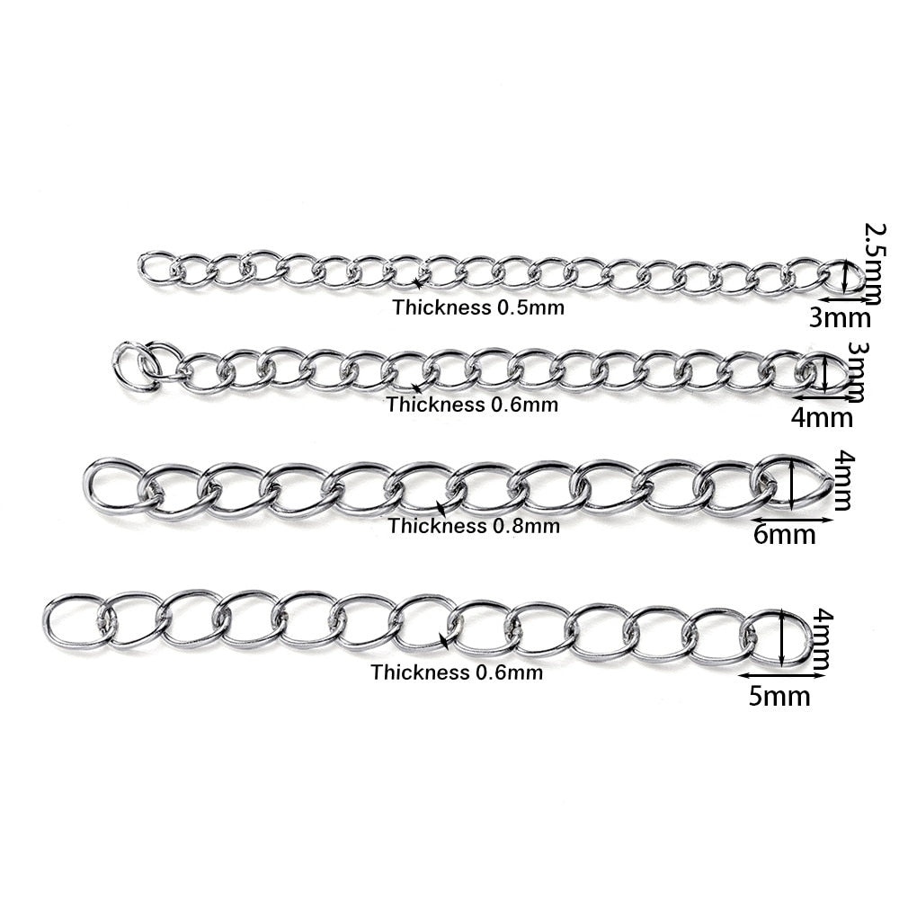 5 cm Edelstahl-Halsketten-Verlängerungskette, 50 Stück