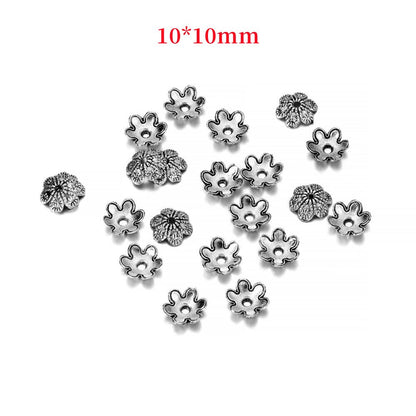 10mm 6-Petal Antique Flower Bead Caps, 50pcs