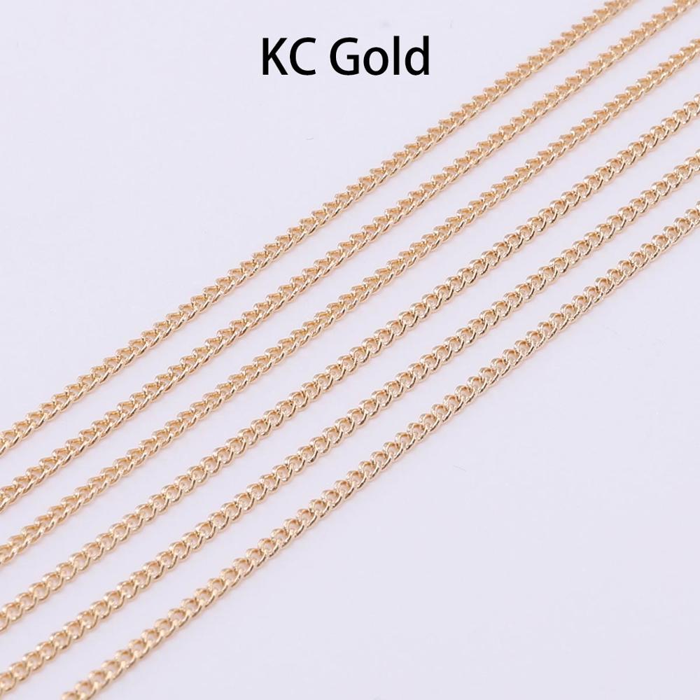 1.3 1.6 2.0 2.5 mm  Gold Necklace Chains, 5 m lot