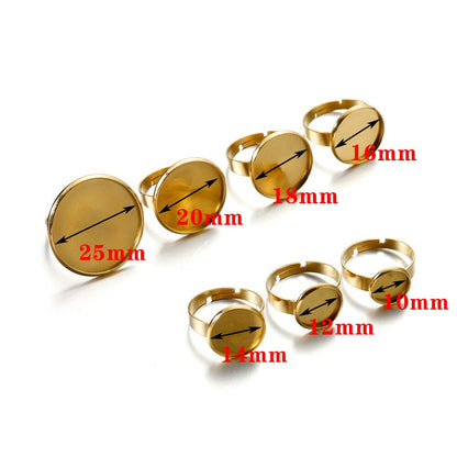 10Pcs Metal Plated Adjustable Ring Settings