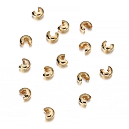 Copper Round Covers Crimp End Beads 3-5mm, 50-100pcs