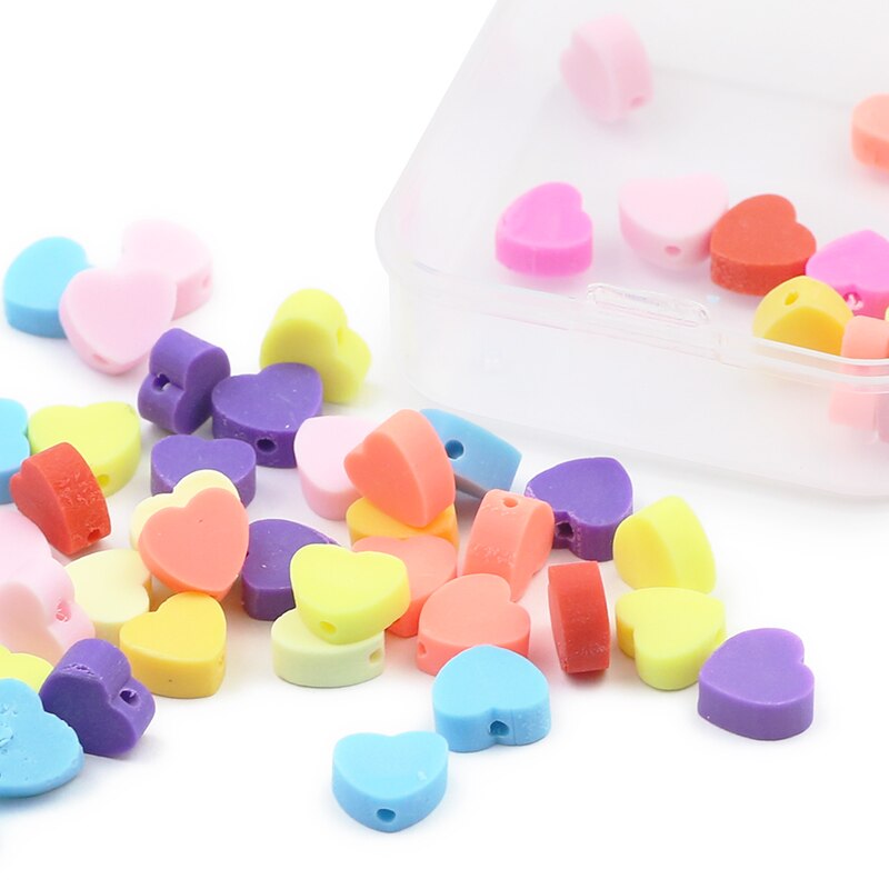 Kit de bricolage de perles en argile polymère en forme de cœur, 50 pièces