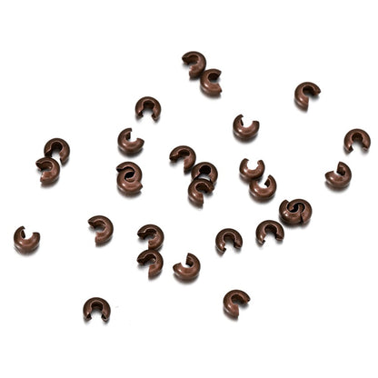 Copper Round Covers Crimp End Beads 3-5mm, 50-100pcs