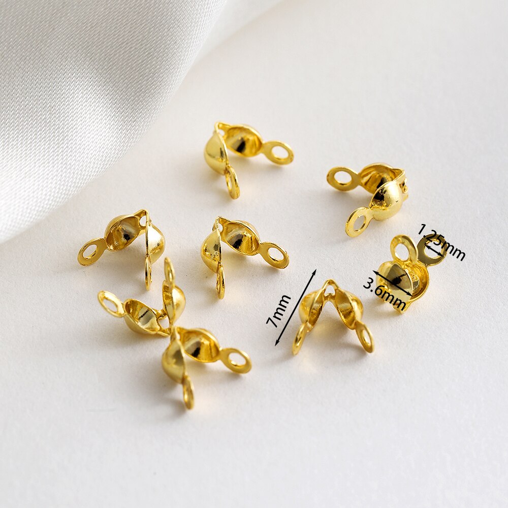 Brass Gold Plating Connector Clasp Ball Chain End Crimps, 100pcs