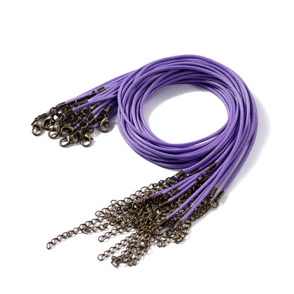 1.5 2mm Leather Adjustable Braided Rope with Lobster Clasp, 10Pcs