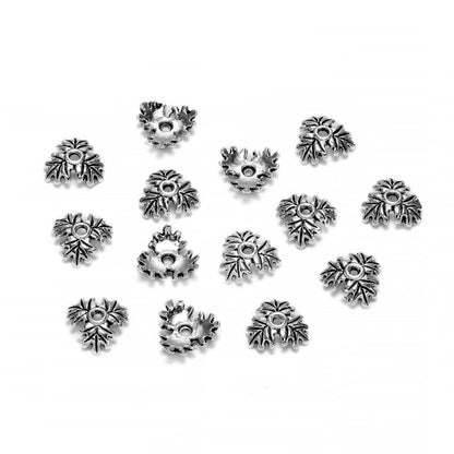 10mm 3-Petal Hollow Flower Bead Caps, 50pcs