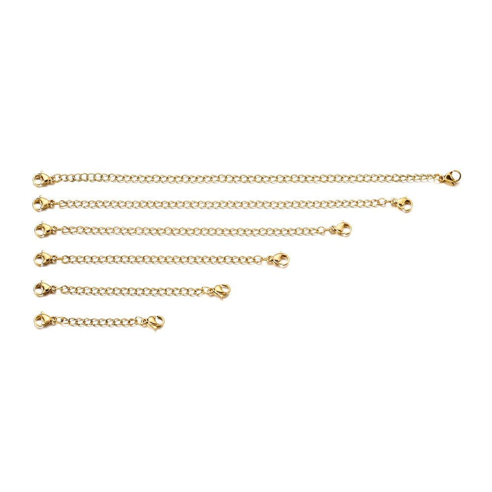 Stainless Steel Necklace Extension Chain with Lobster Clasp, 10Pcs