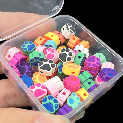 50pcs Cat Paw Polymer Clay Beads DIY Kit