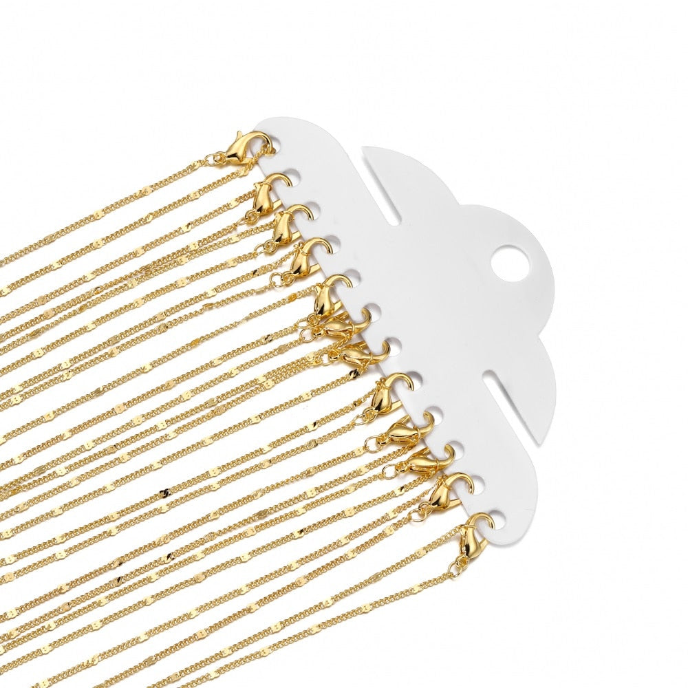 White K Lobster Clasp 40-60cm Necklace Copper Chains, 12Pcs Pack