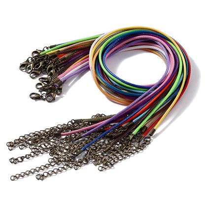 1.5 2mm Leather Adjustable Braided Rope with Lobster Clasp, 10Pcs