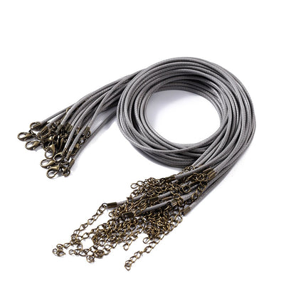 1.5 2mm Leather Adjustable Braided Rope with Lobster Clasp, 10Pcs