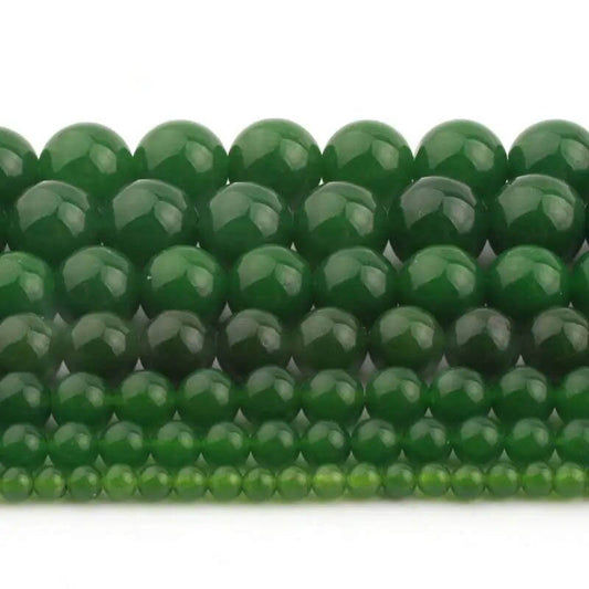 Natürliche dunkelgrüne Jadeperlen, 4–12 mm
