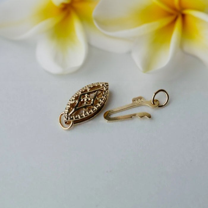 14k Gold Filigree Fish Hook Clasp for Pearl Necklace AU585 (1pc)