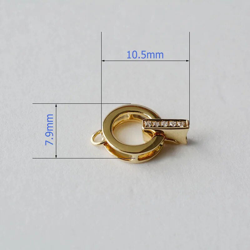 18K Gold Round Box Clasp with Safety Tab for Pearls AU750 (1pc)
