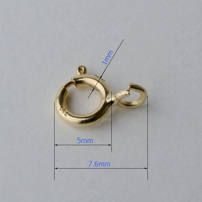 Fermoir anneau à ressort en or jaune 18 carats 5 mm AU750 pour bijoux (1pc)