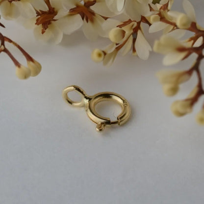 Fermoir anneau à ressort en or jaune 18 carats 5 mm AU750 pour bijoux (1pc)