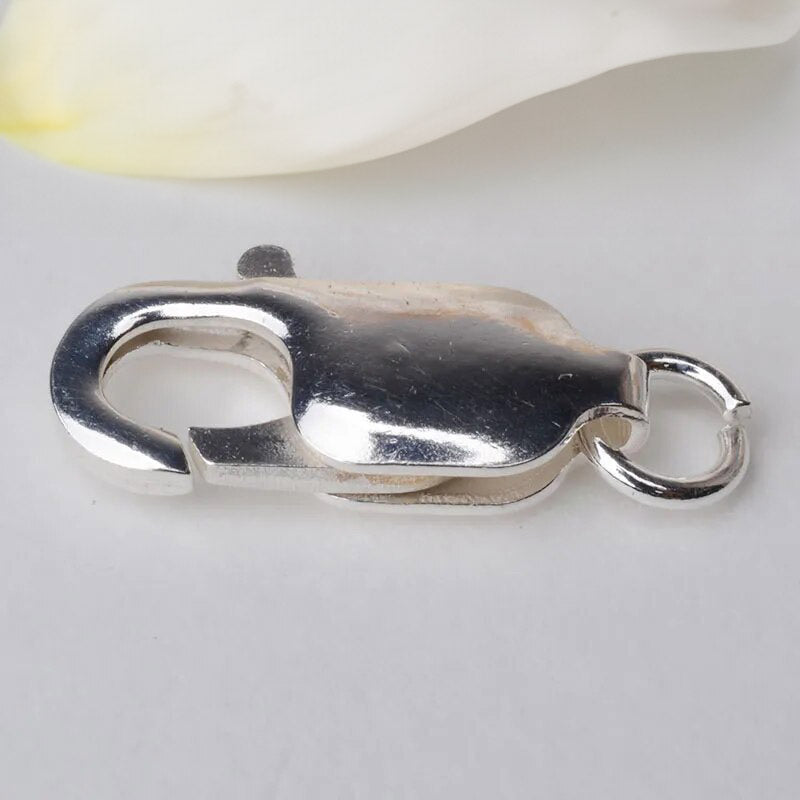 Solid 925 Sterling Silver Lobster Claw Clasp with Jump Ring (8-16mm)
