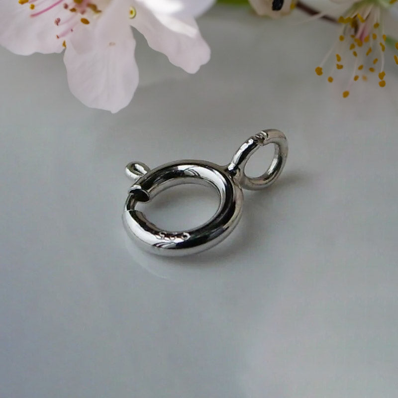 Solid 925 Sterling Silver Spring Ring Clasp with Open Jump Ring (5-8mm)