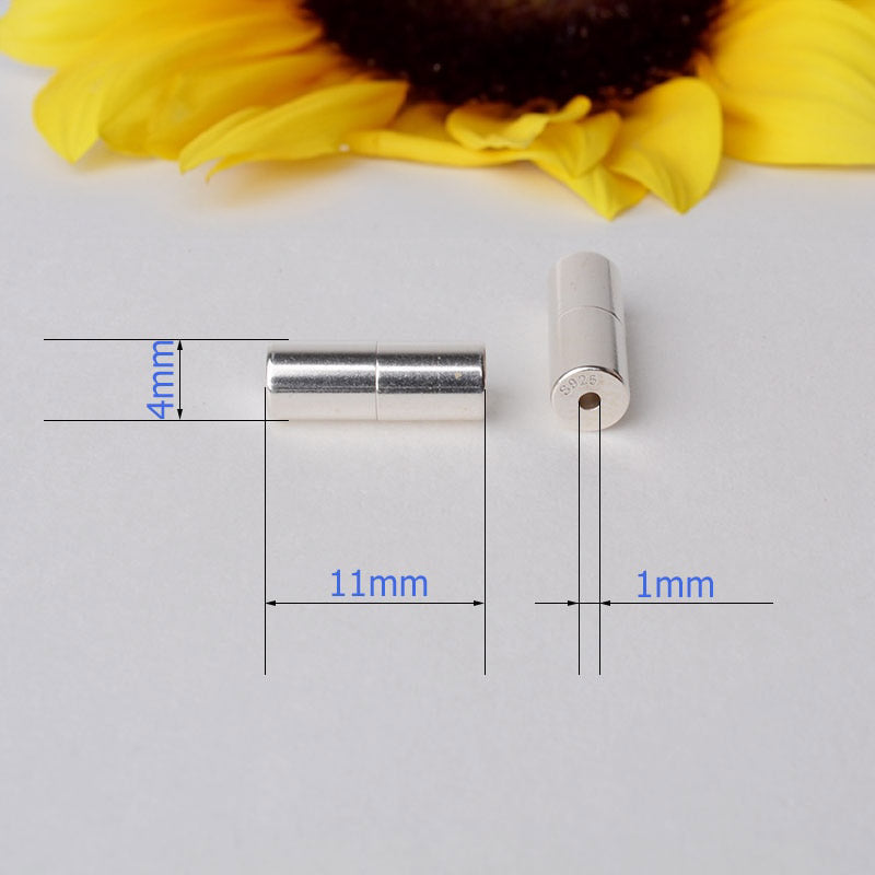 Massiver 925er-Sterlingsilber-Fadenverschluss für die Schmuckherstellung (11 x 4 mm)