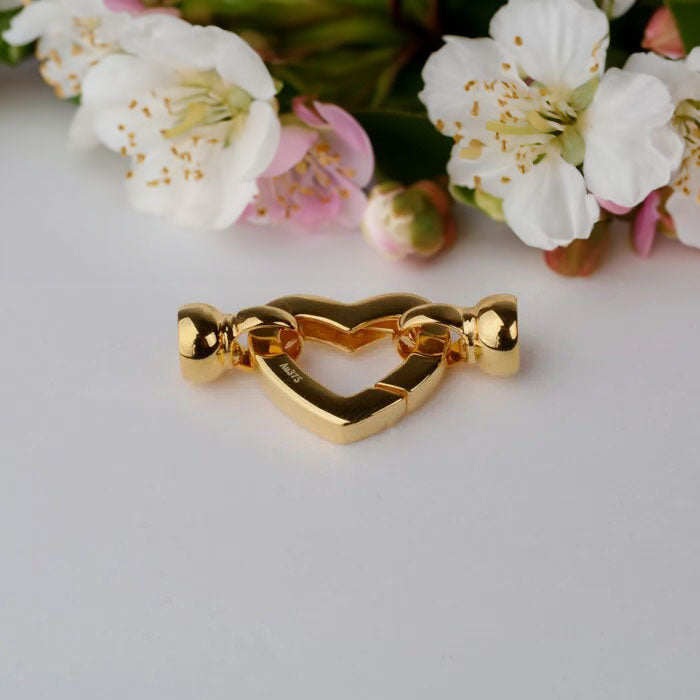 9K Yellow Gold Heart-Shaped Clasp for Pearls AU375 (1pc)