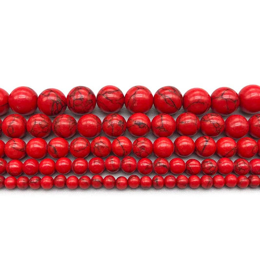 Perles turquoise howlite rouge, 2-12 mm
