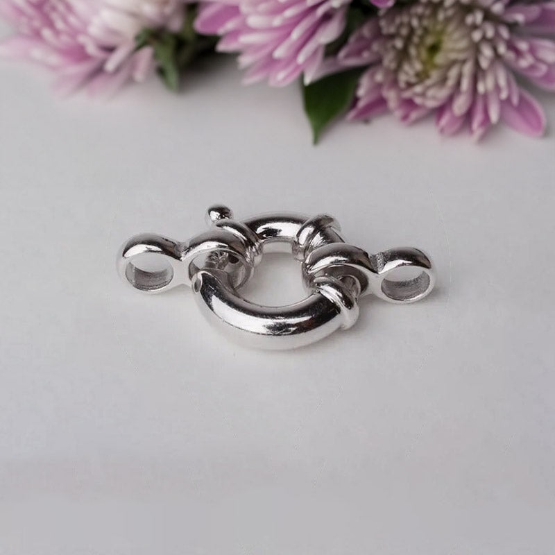 925 Sterling Silver Spring ring Nautical Clasp with Movable Ring 10mm