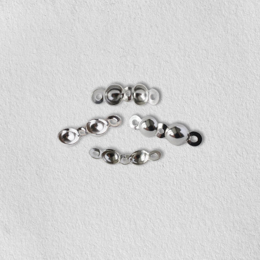 Clam Shell Bead Tip with Rings, 925 Sterling Silver Knot Cover crimp beads
