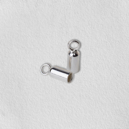 Cord end Caps tips tube bead with round loop, 925 sterling silver jewelry diy findings components
