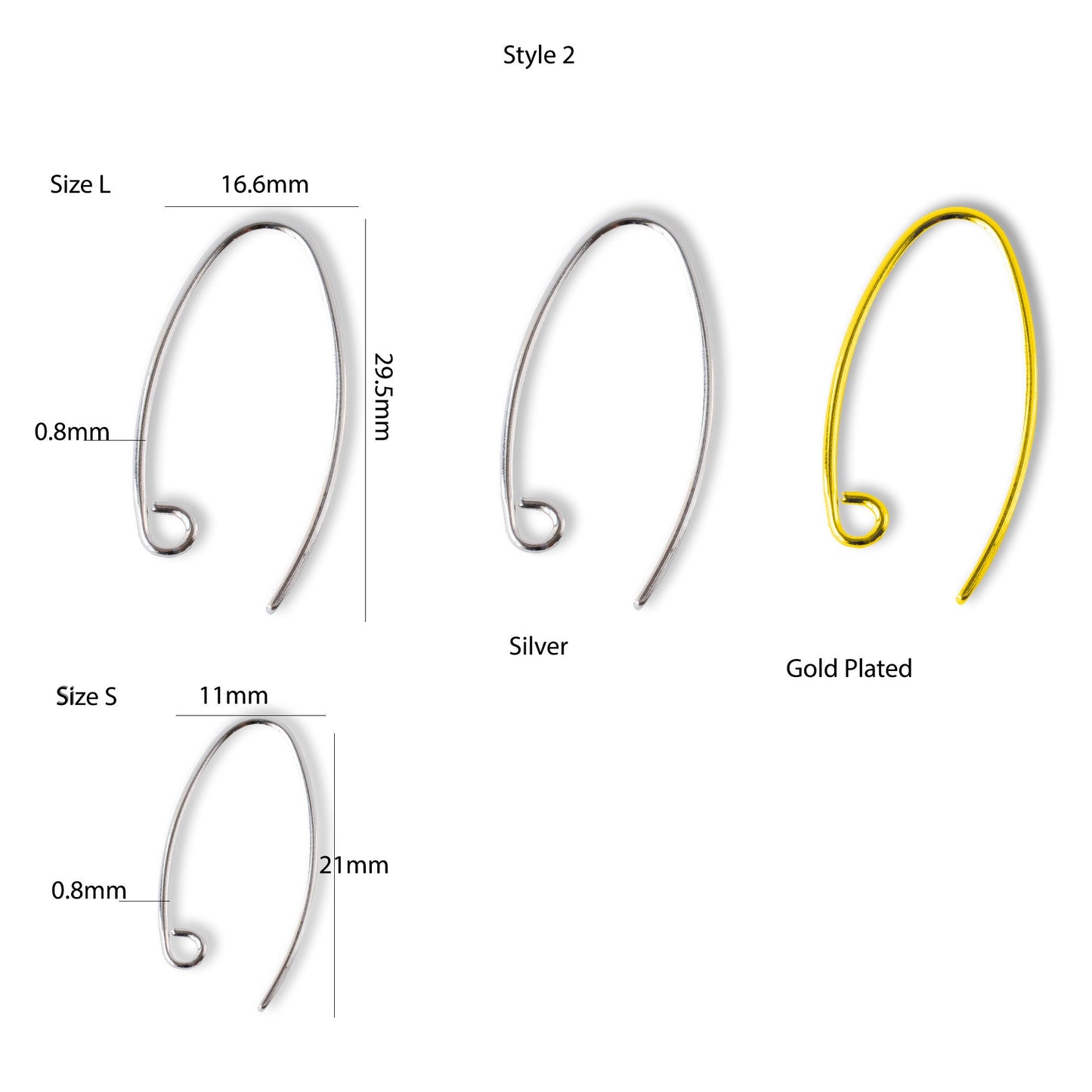 Ear Wires, Earring Hooks for Jewelry Making - Sterling Silver - Hypoallergenic Large Hooks With Bead Caps, Stopper Bead and Other 5 style