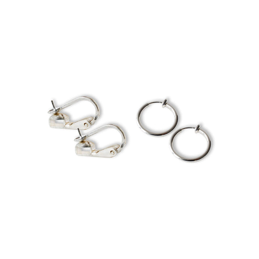 Clip-On Earring Findings - Hook and Hoop - Sterling Silver fake ear cuffs, nose ring non piercing supplies