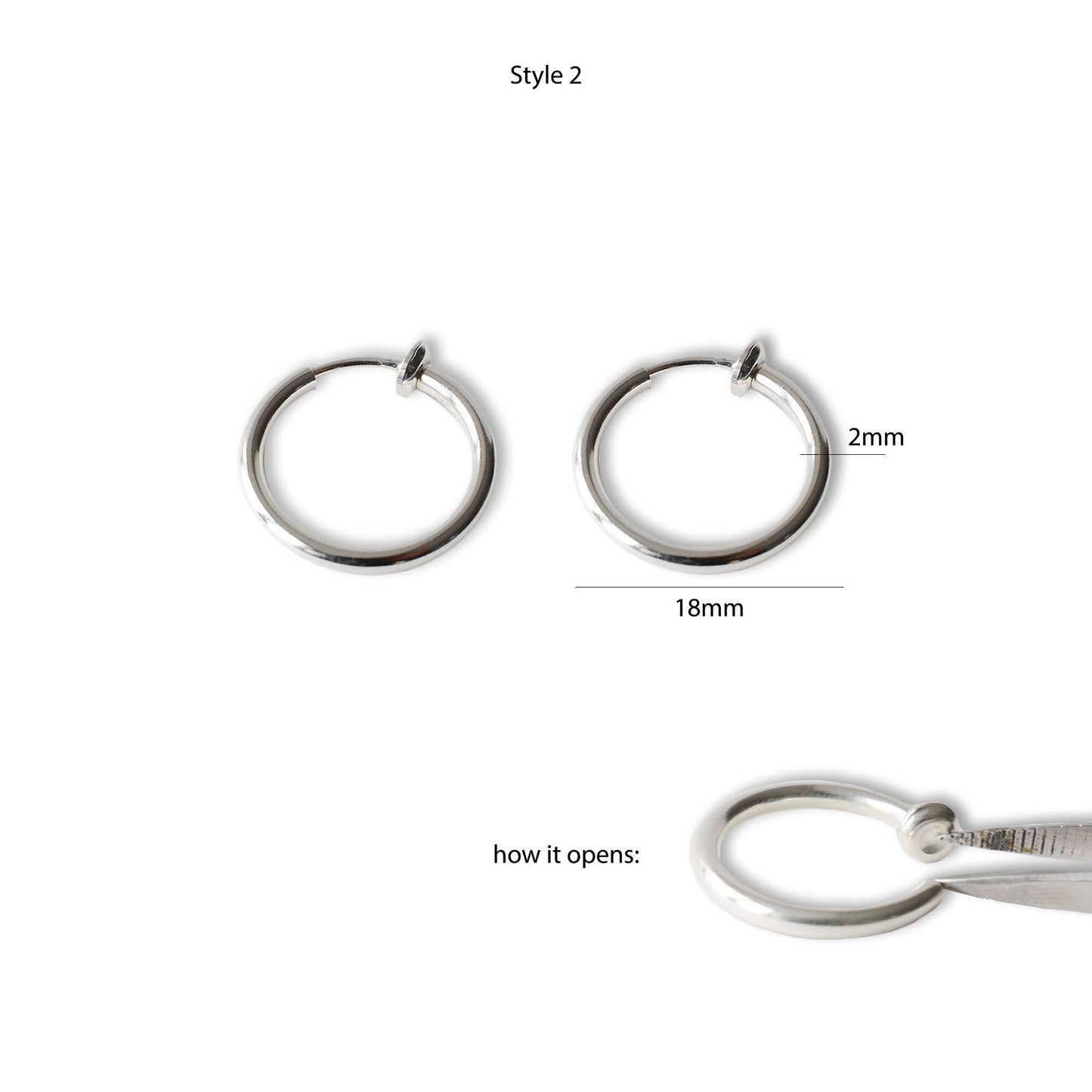 Clip-On Earring Findings - Hook and Hoop - Sterling Silver fake ear cuffs, nose ring non piercing supplies