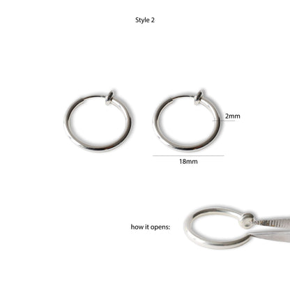 Clip-On Earring Findings - Hook and Hoop - Sterling Silver fake ear cuffs, nose ring non piercing supplies