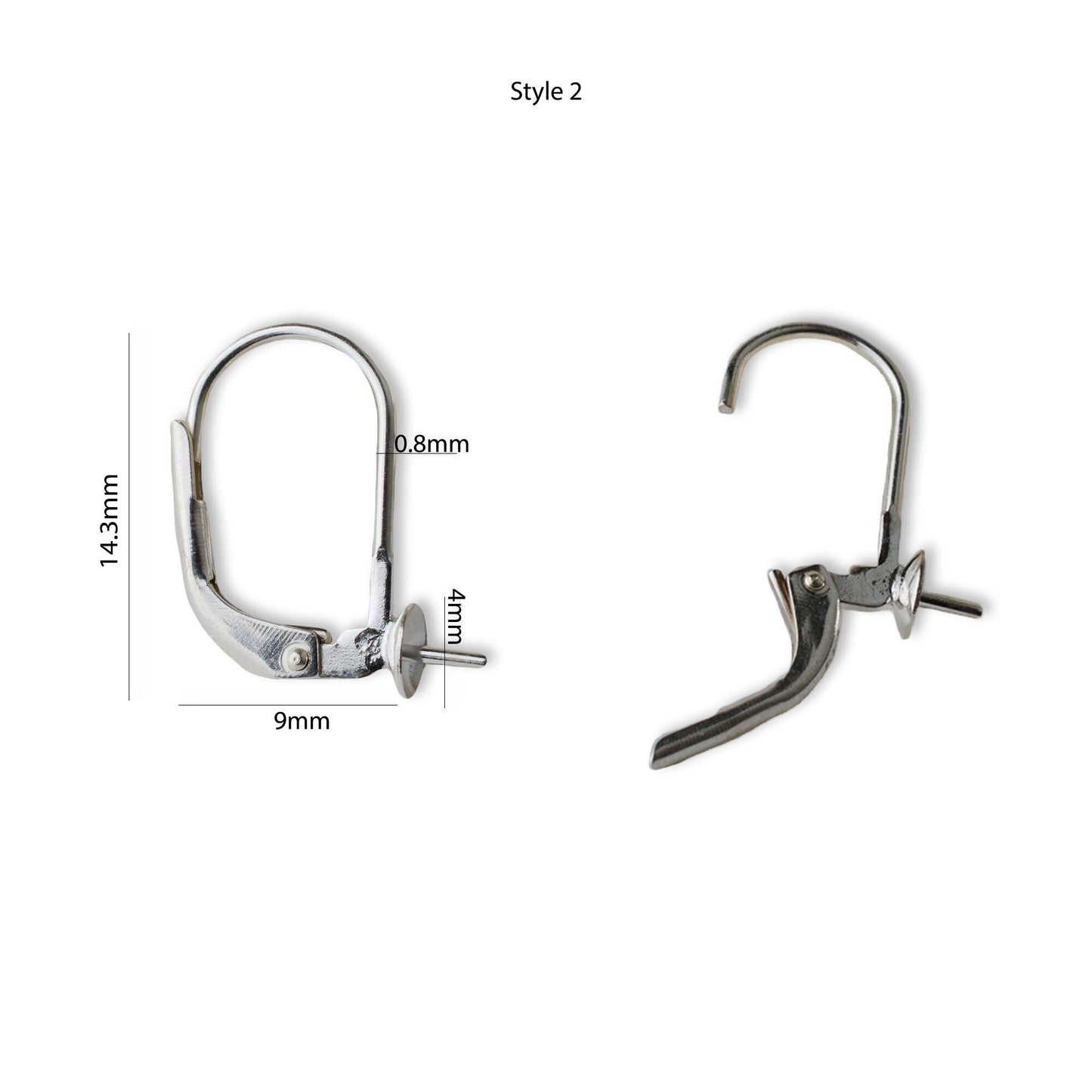 French Leverback Ear Wires Hook Findings, Sterling Silver Components, for choice: hinged, with Pearl fittings, closed loop or open jump ring