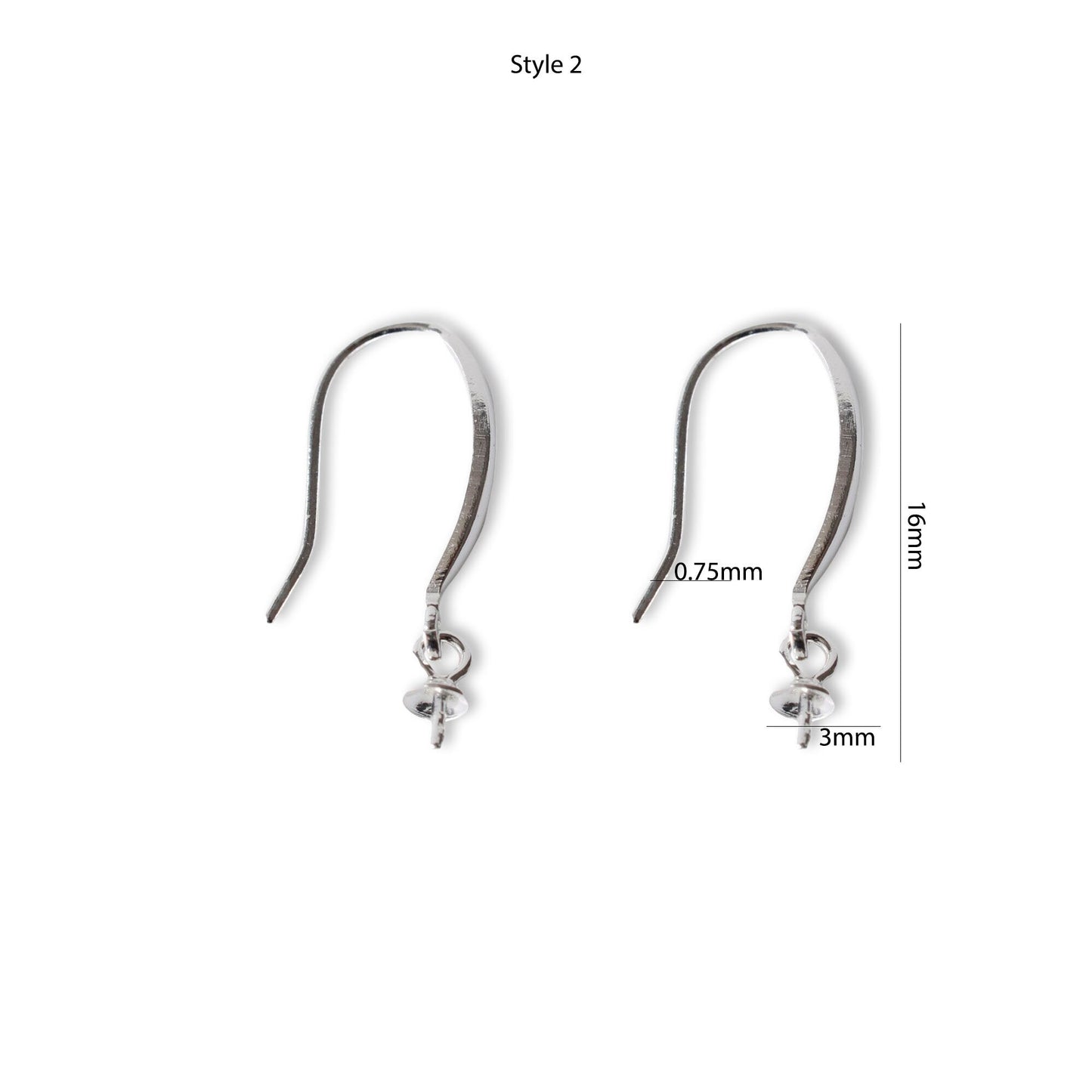 Fish Hook Earrings - 925 Sterling Silver High Quality Findings - French Earring Connector - with Pinch Bails, Eyepin Bead Caps, Pinch Clip