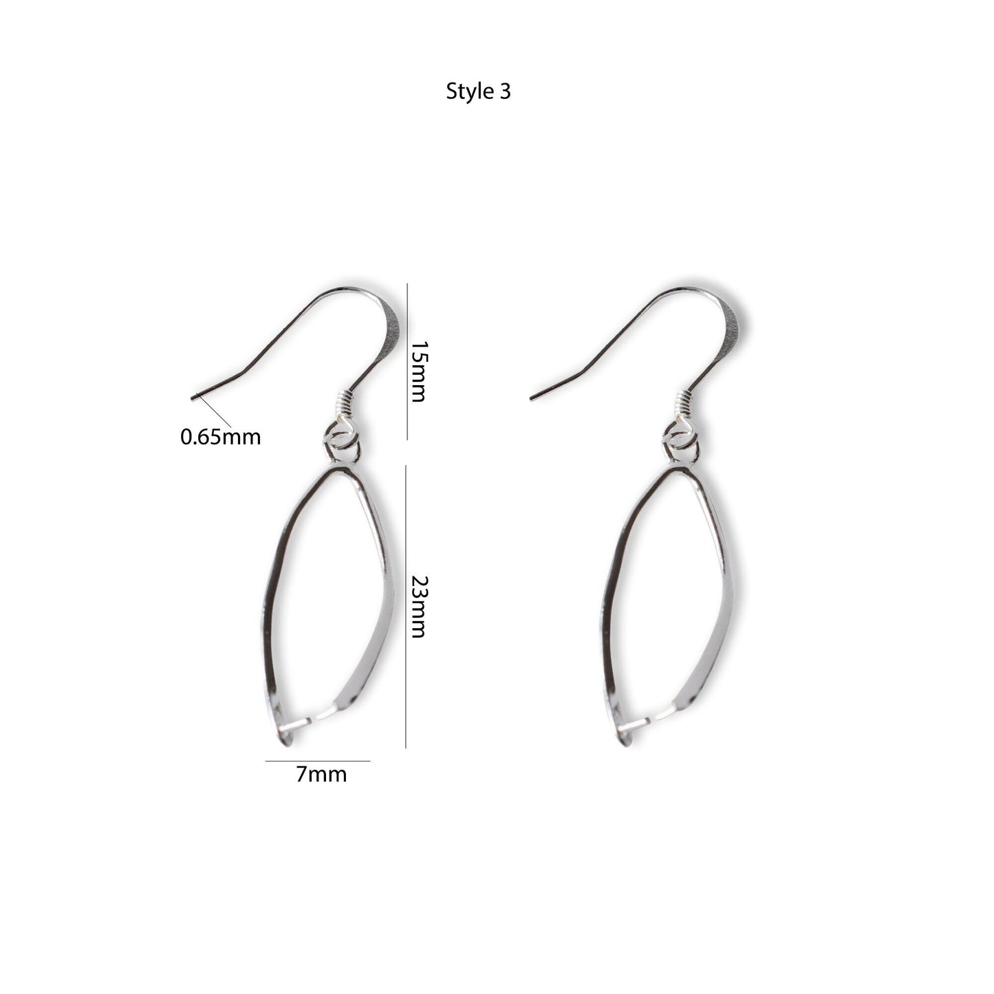 Fish Hook Earrings - 925 Sterling Silver High Quality Findings - French Earring Connector - with Pinch Bails, Eyepin Bead Caps, Pinch Clip