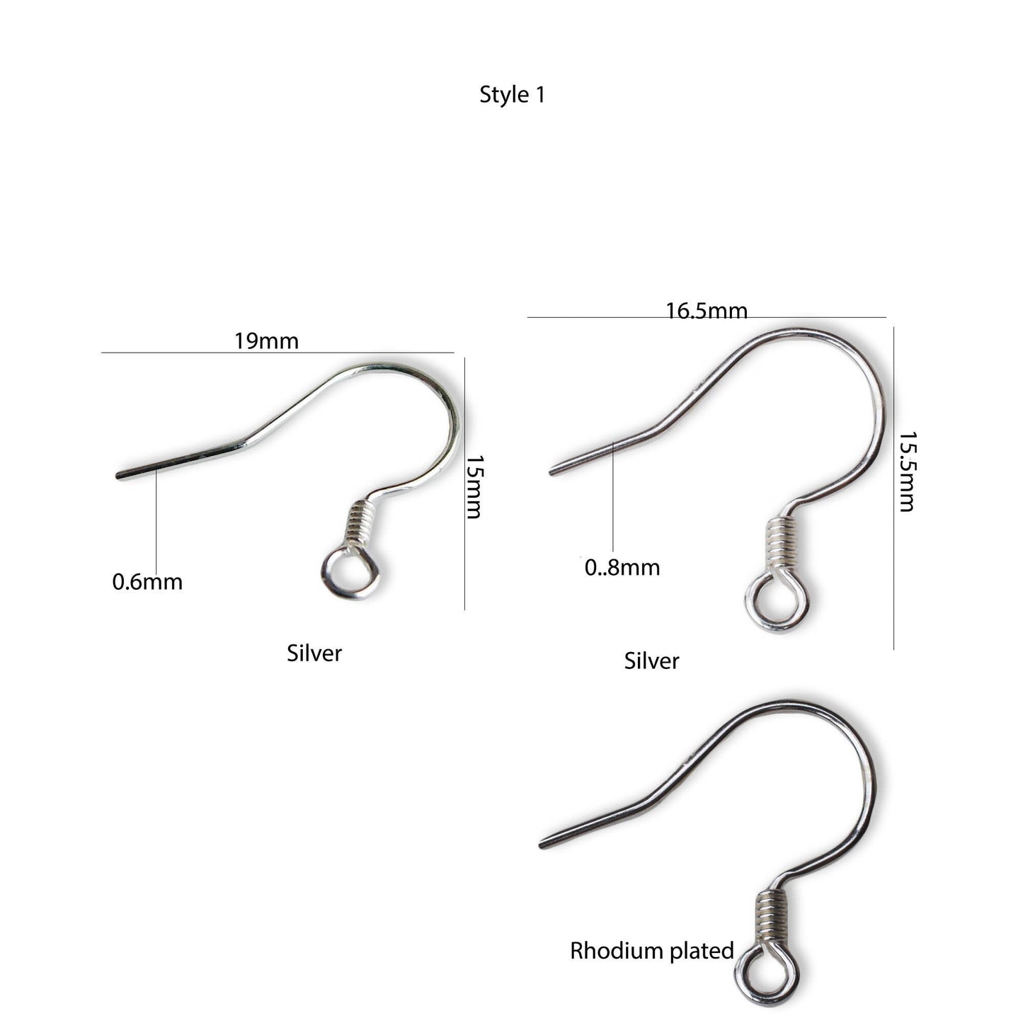 925 Sterling Silver Earring Hooks, High Quality Findings - Hypoallergenic, Nickel Free - 3mm Ball, coil and open loop