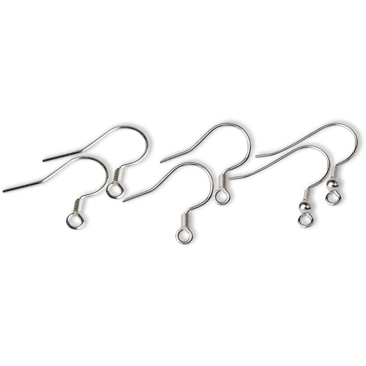 925 Sterling Silver Earring Hooks, High Quality Findings - Hypoallergenic, Nickel Free - 3mm Ball, coil and open loop