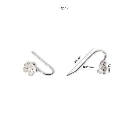 French Hooks Wire Earrings, Sterling Silver - Leaves, Butterfly, CZ, Flower and Drop Shaped Hypoallergenic Findings for Earring Making