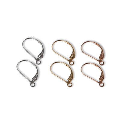 French Leverback Earwire Hook Findings - 18K Gold, Rose and White Gold - High Quality Findings - with Open Jump Ring