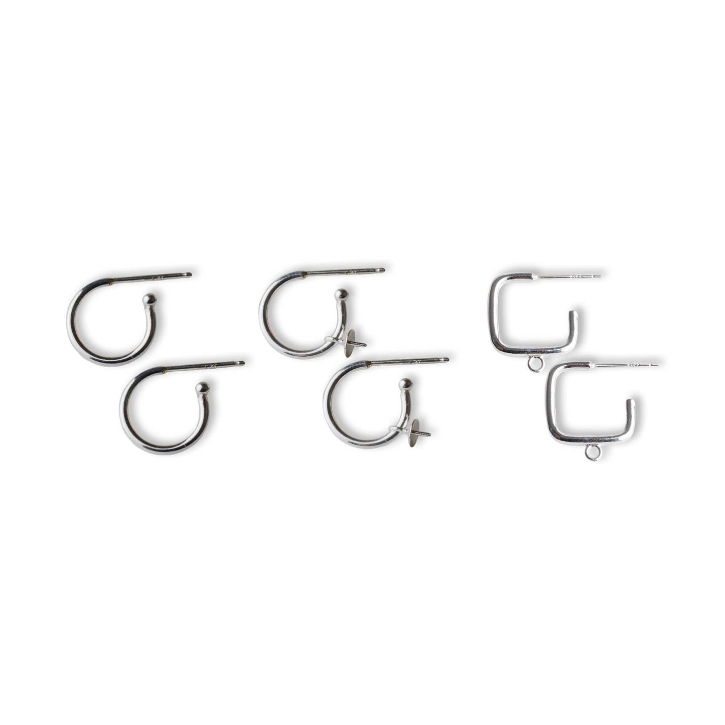 Eearwire Hook with Pin - 925 Sterling Silver Earring Findings - Round and Square Hoops - Jewelry Making Supplies and Components