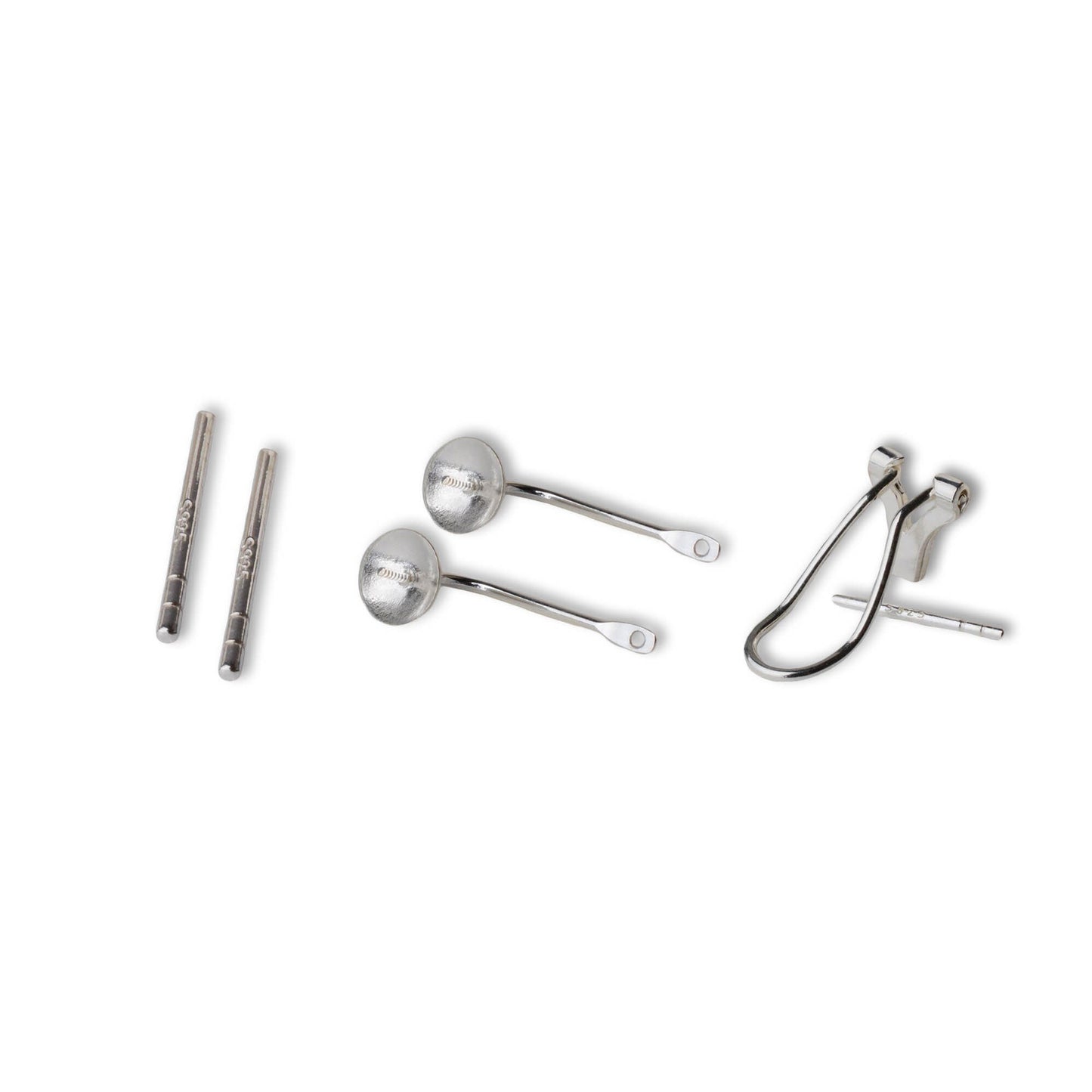 925 Sterling Silver Earring Findings - Clip with Needle, Studs Pin Ear Post - Nickel free and hypoallergenic components