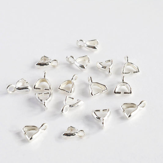 Jewelry Making Supplies for Pendant, Necklace, Charm, 925 Sterling Silver Pinch Bail Findings