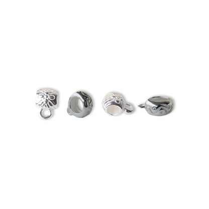 Tube and Rondel Spacer Bead Charms, 925 Sterling Silver Jewelry Making Supplies, Connector with Closed Jump Ring